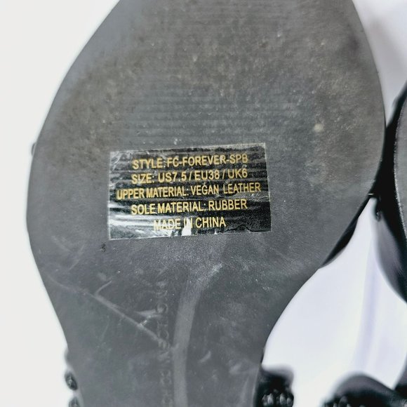 French Connection Forever D'Orsay Heels 7.5 Black Vegan Leather Studded Pointed - Picture 2 of 15